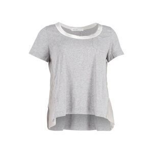 Sacai Luck Tulle-Lined and Satin-Paneled T-shirt in Grey Cotton